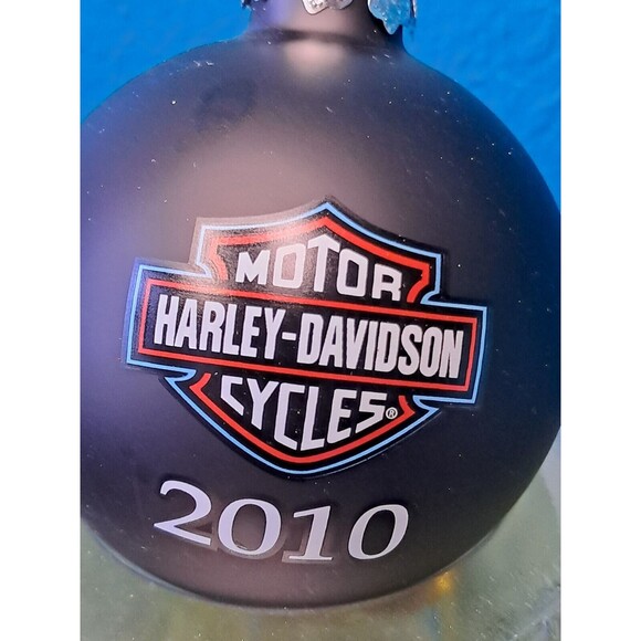 NEW Harley-Davidson 2010 Glass Biker Santa Ball Christmas Ornament Black - Picture 1 of 6